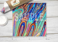 Iridescent Marbling Oil Slick Printed Vinyl/ Indoor/ Outdoor / Heat Transfer Vinyl- 777 - Printive Vinyl | Patterned Vinyl