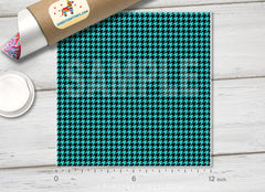 Black and Teal Houndtooth Patterned HTV 421
