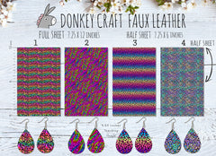 Rainbow Leopard Printed Faux Leather FL-006