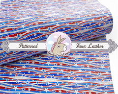 National colors of USA, Stars and Stripes printed Faux Leather 479