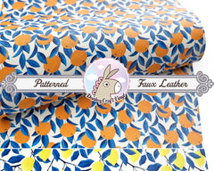 Lemon Orange Fruit Printed Faux Leather FL025