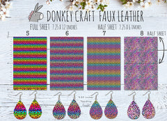 Rainbow Leopard Printed Faux Leather FL-006