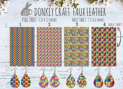 Colorful Puzzle Printed Faux Leather FL-008