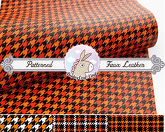 Halloween Houndstooth Plaid Printed Faux Leather FL014