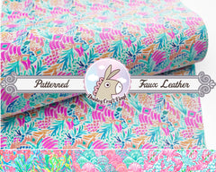 Tropical Floral Printed Faux Leather FL024