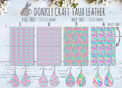 Tropical Floral Printed Faux Leather FL024