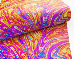 Abstract Iridescent Marbling Oil Printed Faux Leather FL-035