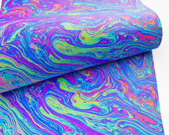 Abstract Iridescent Marbling Oil Printed Faux Leather FL-035