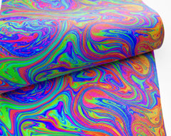 Abstract Iridescent Marbling Oil Printed Faux Leather FL-035