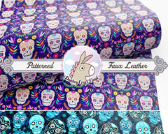 Halloween Sugar Skull Printed Faux Leather FL-039