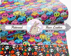 Halloween Pumpkin Printed Faux Leather FL044
