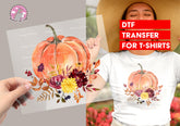 Pumpkin Flower DTF Transfer for T-shirts, Hoodies, Heat Transfer, Ready To Press Heat Press Transfers DTF18