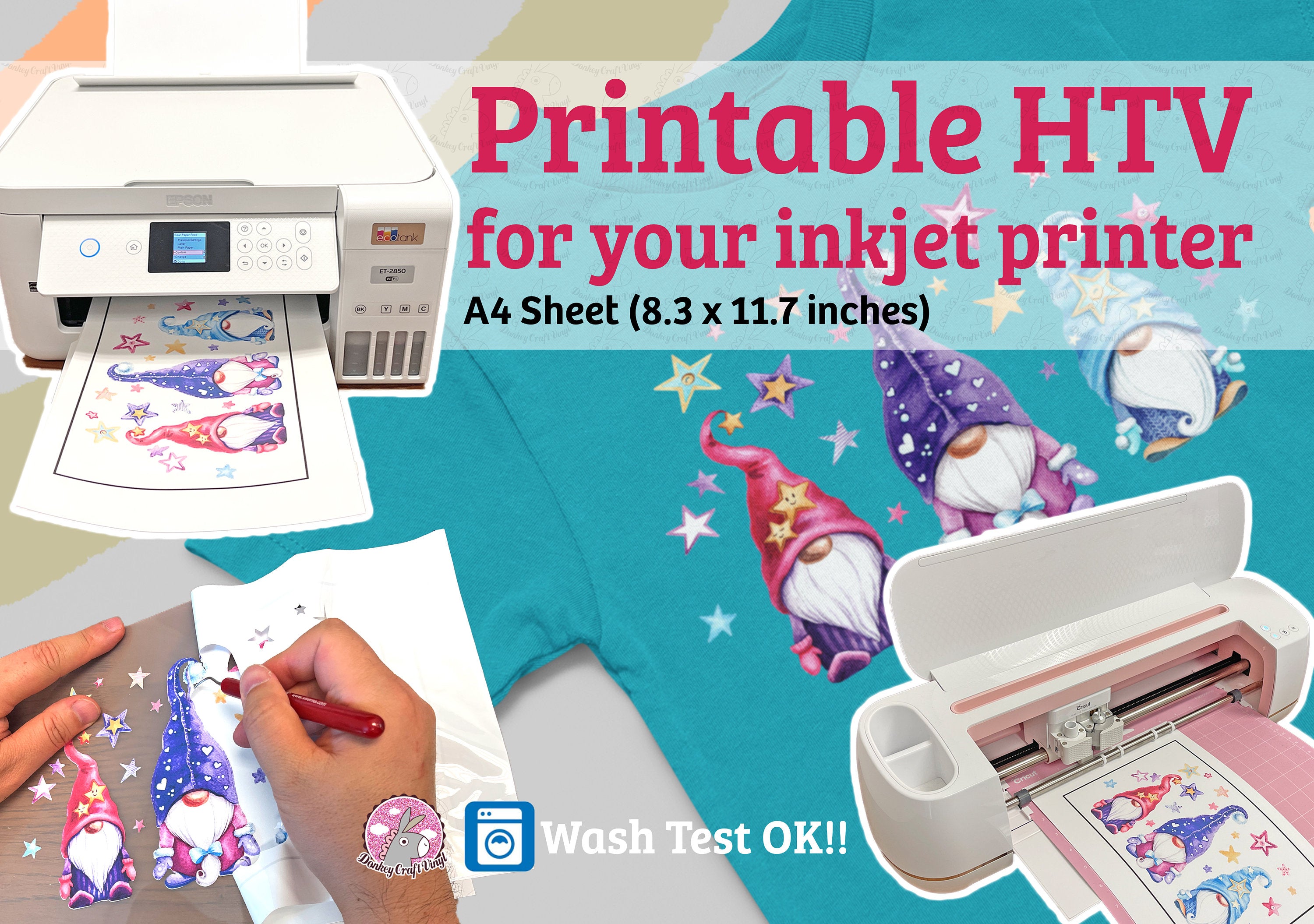 Inkjet Printable HTV, DTV, Home Inkjet Direct To Vinyl, Printable Heat –  Donkey Craft Vinyl