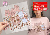 Cute Merry Christmas DTF Transfer for T-shirts, Hoodies, Heat Transfer, Ready To Press Heat Press Transfers DTF41