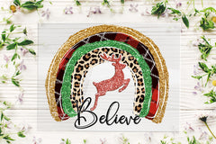 Merry Christmas Xmas Rainbow Reindeer DTF Transfer for T-shirts, Hoodies, Heat Transfer, Ready To Press Heat Press Transfers DTF50