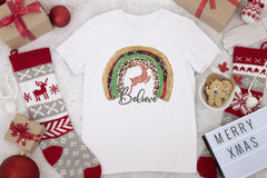 Merry Christmas Xmas Rainbow Reindeer DTF Transfer for T-shirts, Hoodies, Heat Transfer, Ready To Press Heat Press Transfers DTF50