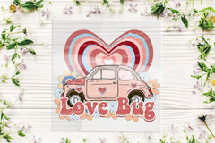 Valentine's day Pastel Love heart Vintage Car DTF Transfer for T-shirts, Hoodies, Heat Transfer, Ready for Press Heat Press Transfers DTF56