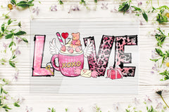 Valentines day coffee Love XOXO DTF Transfer for T-shirts, Hoodies, Heat Transfer, Ready for Press Heat Press Transfers DTF66_V
