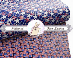 4th of July American Flag printed Faux Leather FL046