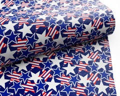 4th of July American Flag printed Faux Leather FL046