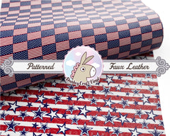 4th of July American Flag printed Faux Leather FL048