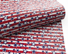 4th of July American Flag printed Faux Leather FL048