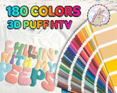 3D PUFF HTV, 180 Colored Puff Vinyl, Puff Heat Transfer Vinyl