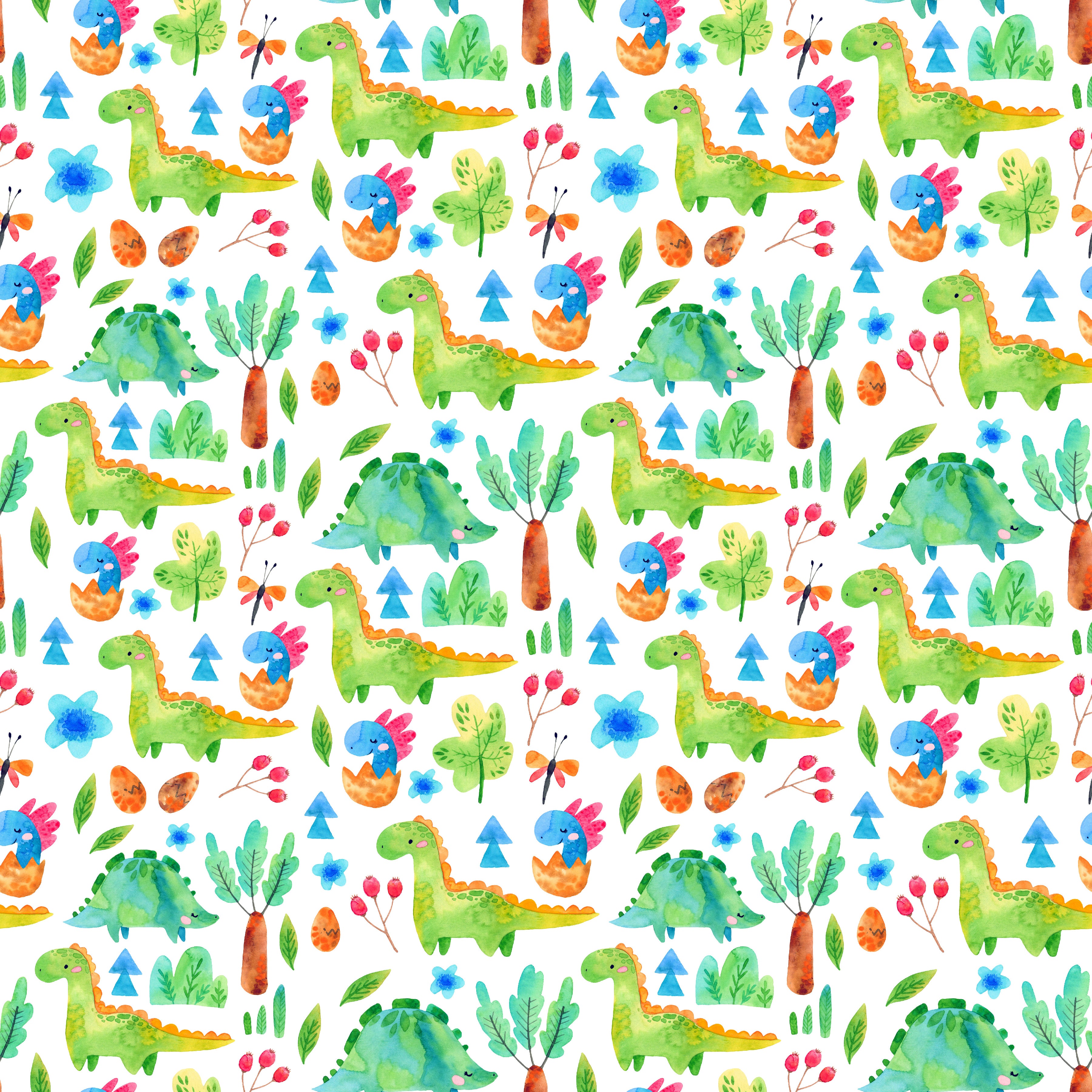 Cute Watercolor Dinosaur Pattern Adhesive Vinyl 1328 - Donkey Craft Vinyl