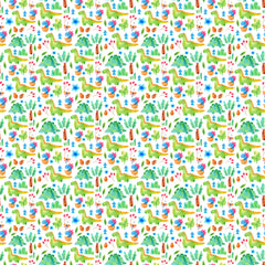 Cute Watercolor Dinosaur Pattern Adhesive Vinyl 1328 - Donkey Craft Vinyl