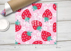 Strawberry and White Floral Adhesive Vinyl 1720
