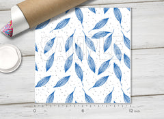 Blue Botanical Leaves HTV 1596