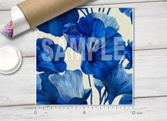 Midnight Blue Botanical Floral Pattern Adhesive Vinyl 1738