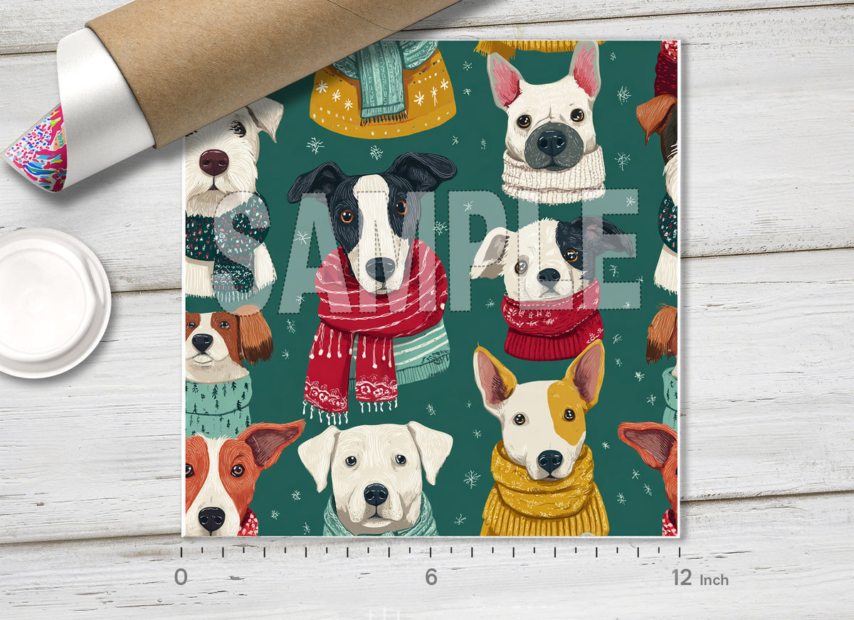 Winter Dogs in Scarves Pattern HTV 1745