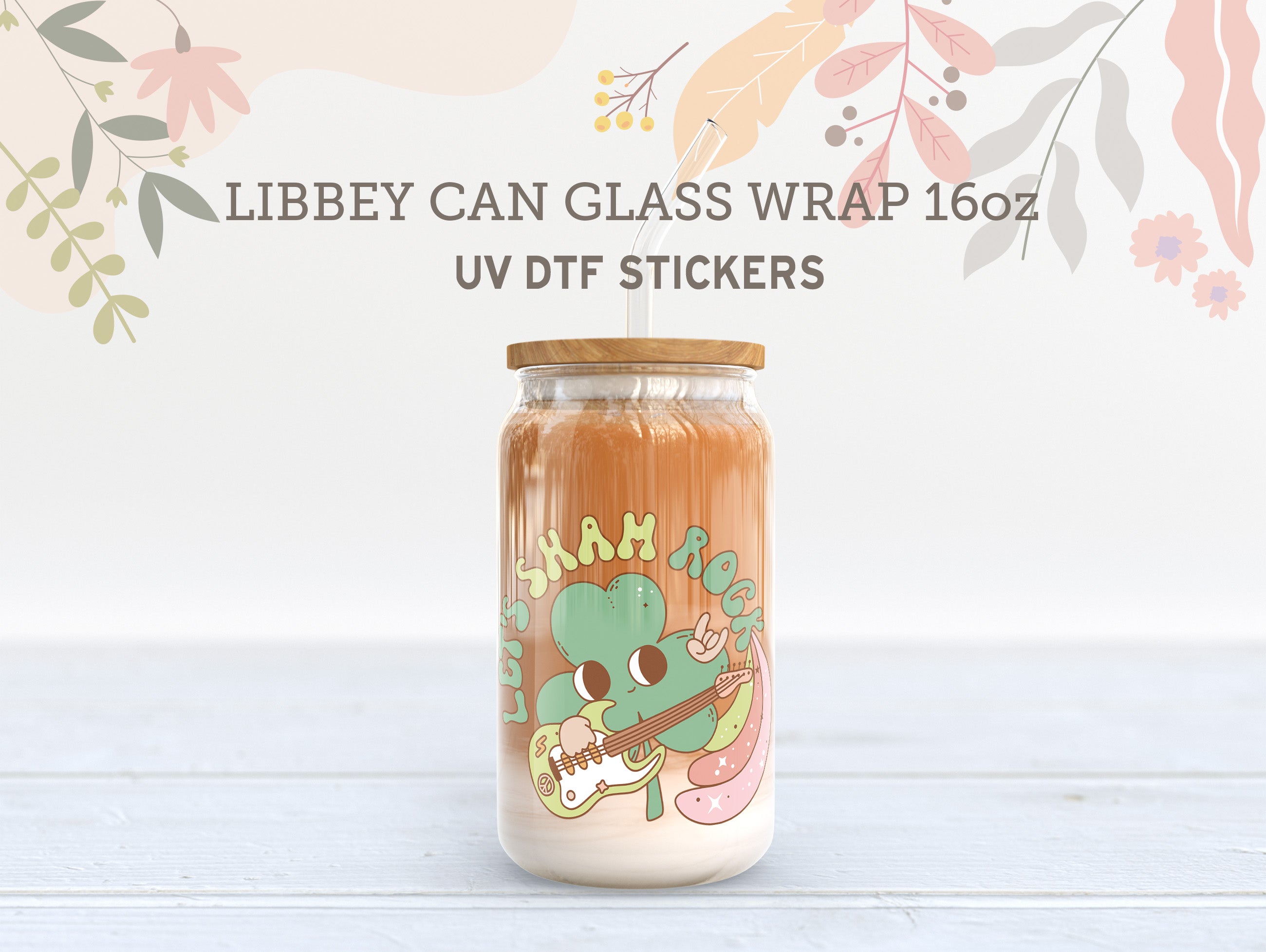 St. Patrick’s Day UV DTF Wrap | Lucky Vibes Glass Sticker UV090