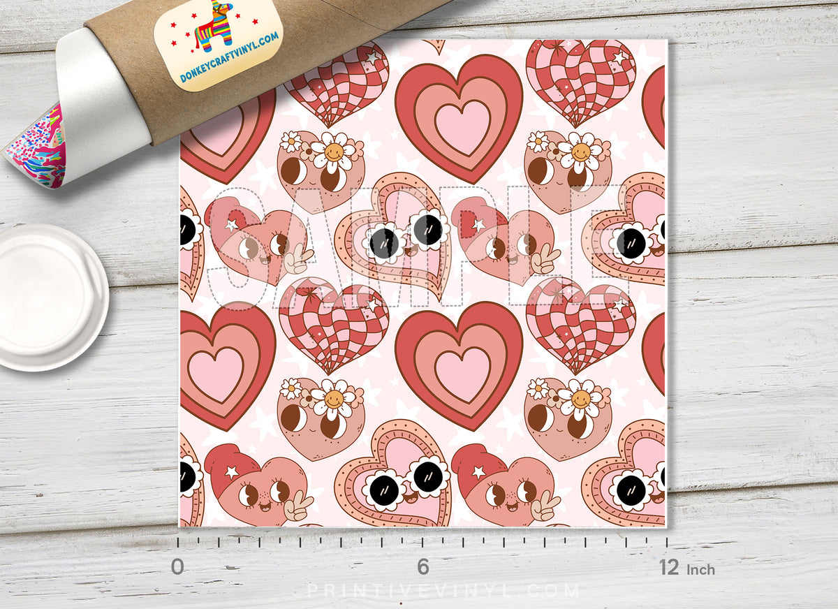 Groovy Pink Heart Adhesive Vinyl 1647