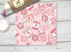Cute Pink Coffee and Donut Adhesive Vinyl 1646