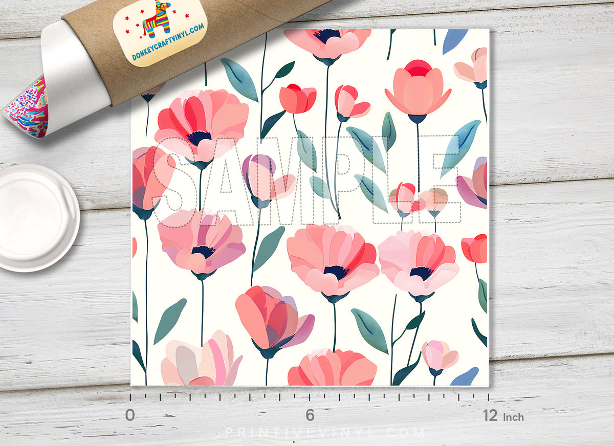 Pink Floral Garden Adhesive Vinyl 1683