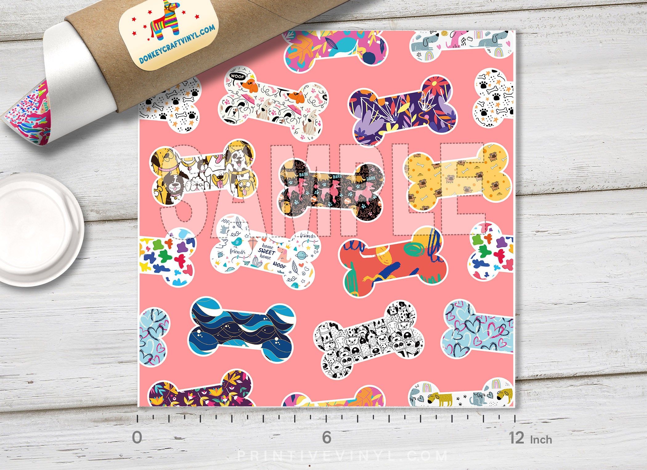 Dog Bones Pattern Adhesive Vinyl 1660 - Donkey Craft Vinyl