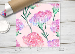 Pink Watercolor Carnation Floral HTV 1733