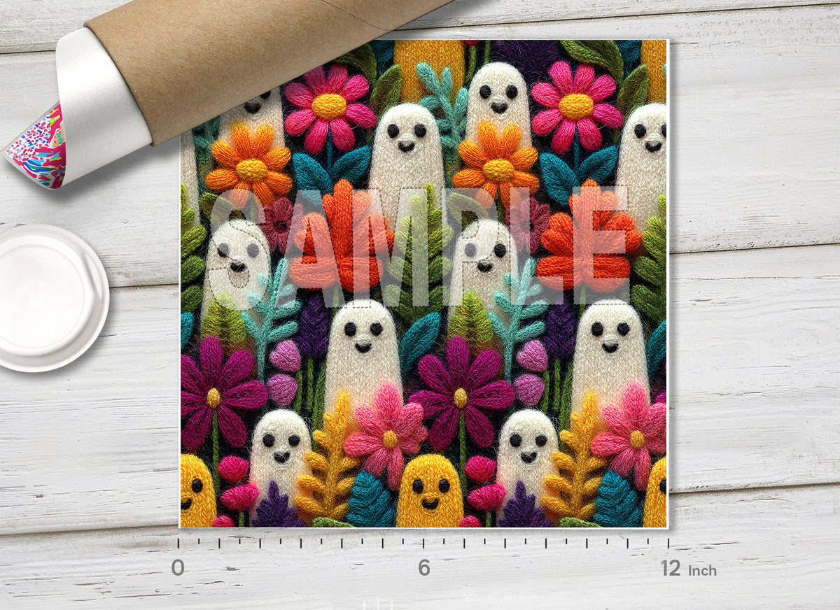 Floral Ghost Knitted Adhesive Vinyl 1724