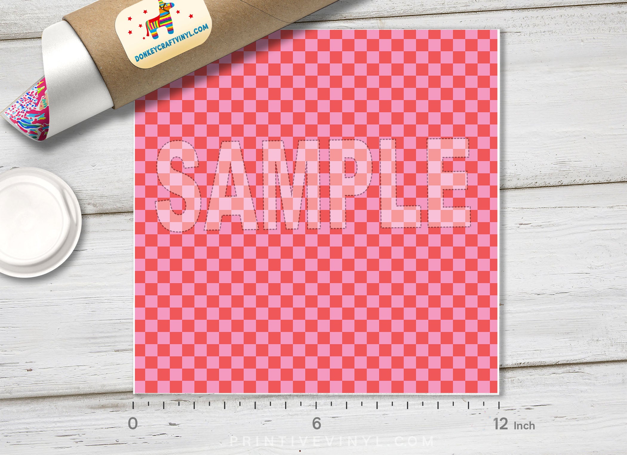 Pink Gingham Checkered HTV 1652 - Donkey Craft Vinyl