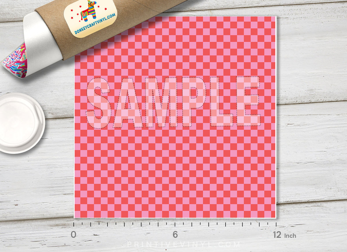 Pink Gingham Checkered HTV 1652 - Donkey Craft Vinyl