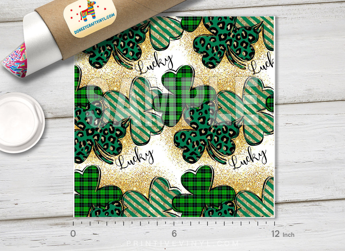 St. Patrick's Day Lucky Shamrock Adhesive Vinyl 1664