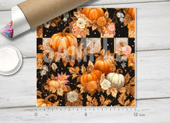 Halloween Pumpkin & Skull Checkerboard Adhesive Vinyl 1730