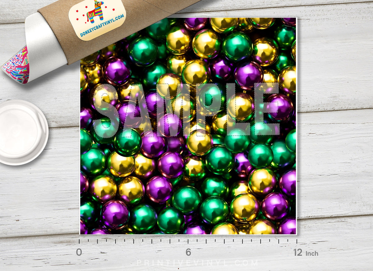 Mardi Gras Metallic Beads HTV 1649
