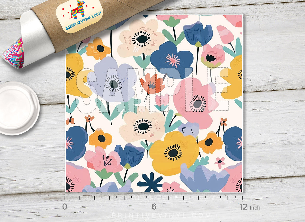 Whimsical Floral Adhesive Vinyl 1682