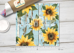 Sunflower Rustic Blue Wood Adhesive Vinyl 1702