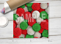 Christmas Pom Poms Pattern Adhesive Vinyl 1746
