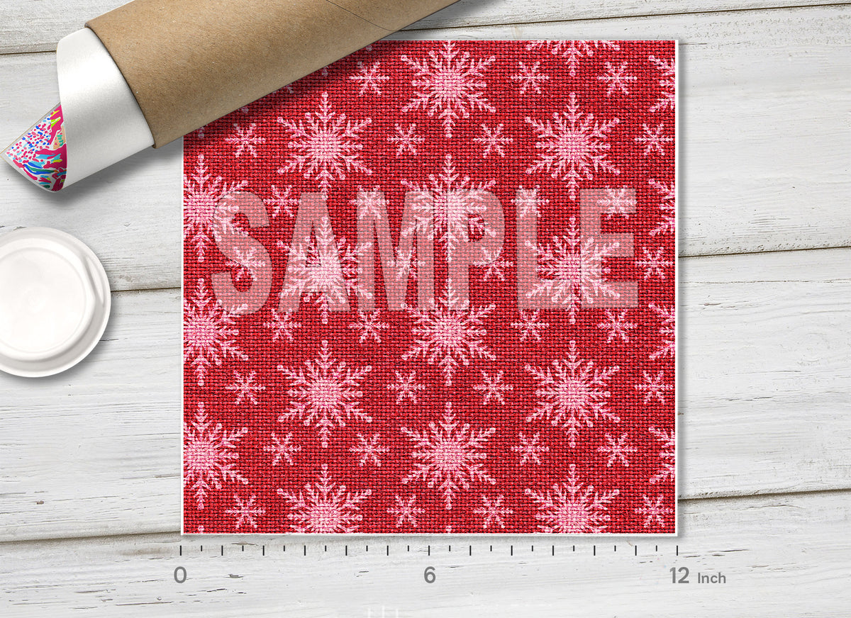 Red Linen Snowflake Adhesive Vinyl 1517