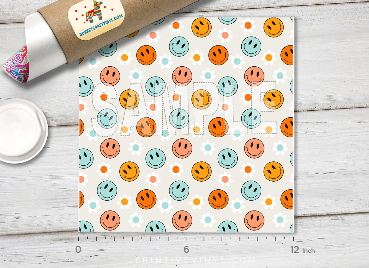 Groovy Smiley Face Adhesive Vinyl 1593